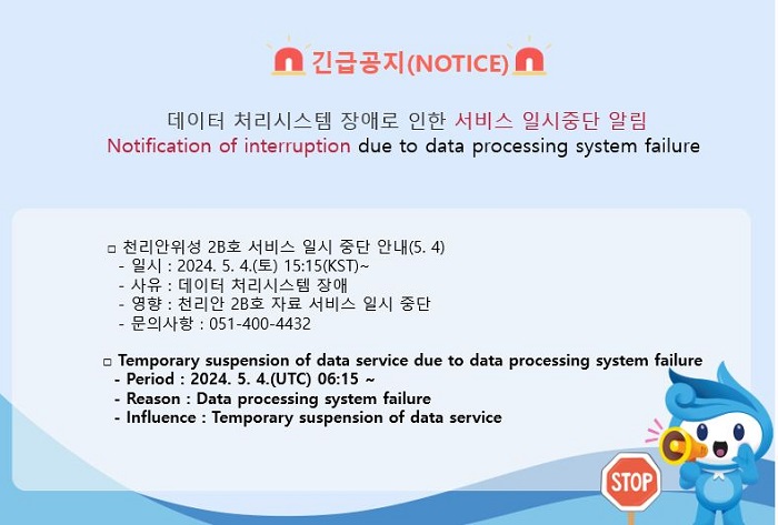 Temporary suspension of data service due to data processing system failure(5. 4)
